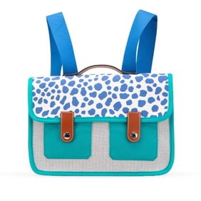 Hermes Hermès Cartable Jungle Backpack in Blue, Brown, and Green Toile H Leather for Women