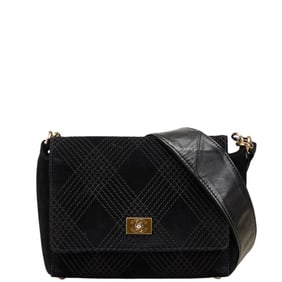 CHANEL Wild Stitch Coco Mark Shoulder Bag in Black Suede and Leather for Women