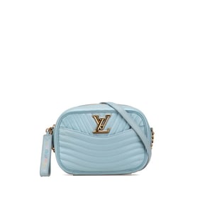 Louis Vuitton Epi New Wave Camera Bag Chain Shoulder M55329 Blue Porsnail Leather Women's LOUIS