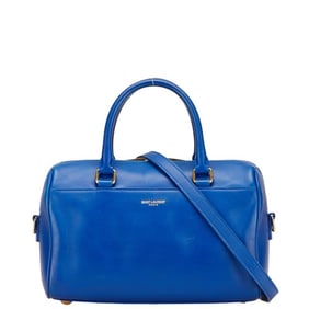 Saint Laurent logo handbag/shoulder bag, 2-way, blue leather, women's, SAINT LAURENT