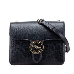 Gucci Interlocking G Shoulder Bag 510304 Black Leather Women's GUCCI