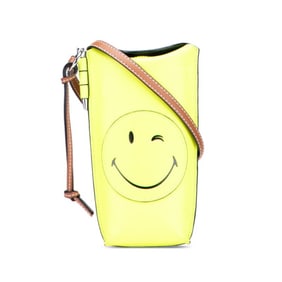 LOEWE Gate Pocket Smile Wink Crossbody Shoulder Bag in Yellow and Brown Leather for Women