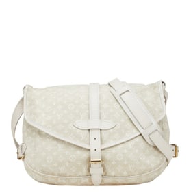 Louis Vuitton Monogram Minilan Saumur 30 Shoulder Bag M95314 Dune White Canvas and Leather Women's