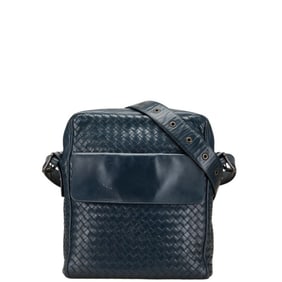 Bottega Veneta Intrecciato Crossbody Shoulder Bag in Navy Leather for Women