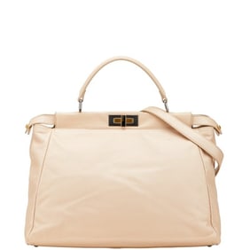 Fendi Peekaboo Large Handbag/Shoulder Bag, 2-Way, 8BN210, Pink Beige Leather, Women's, FENDI