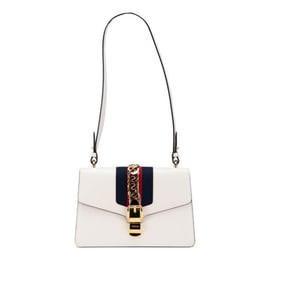 Gucci Sylvie One-Shoulder Bag 421882 White Multicolor Leather Women's GUCCI