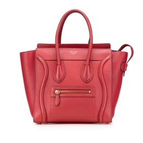 Celine Luggage Nano Shopper Handbag in Red Leather for Women