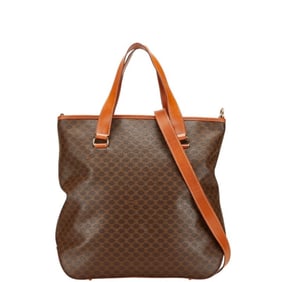 Celine Macadam Handbag/Shoulder Bag, 2-Way, Brown Leather, Women's, CELINE