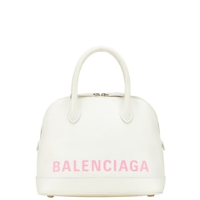 Balenciaga Ville Top Handle S Handbag in White and Pink Leather for Women.
