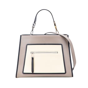Fendi Runaway Handbag/Shoulder Bag 2WAY 8BH343 Beige Ivory Black Leather Women's FENDI