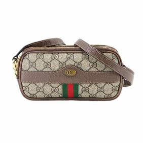 Gucci Ophidia Mini Shoulder Bag in GG Supreme Canvas and Leather, Beige Brown, 546597