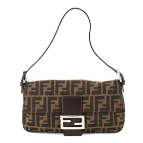 Fendi Zucca Mamma Baguette Shoulder Bag, Brown Canvas and Leather, Silver Hardware, 26424