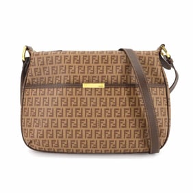 FENDI Zucchino Shoulder Bag 8BT206, Brown PVC Leather with Gold Hardware
