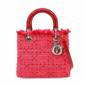 Christian Dior Lady Medium 2-way Hand/Shoulder Bag in Enamel Tweed, Red