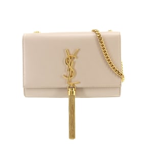 Saint Laurent Kate Small Chain Shoulder Bag in Beige Leather (474366)