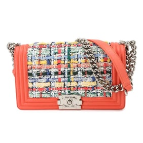 CHANEL Boy Chanel Chain Shoulder Bag in Tweed and Calfskin, Multicolore, Silver Hardware, A67086