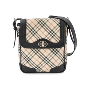 Burberry Nova Check Shoulder Bag in Canvas and Leather with Beige, Black, Silver Hardware