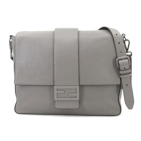 Fendi Baguette Shoulder Bag in Grey Leather with Silver Hardware (7VA536)