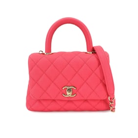 CHANEL Coco Handle Matelasse 2-Way Hand/Shoulder Bag in Pink Caviar Skin (AS2215)