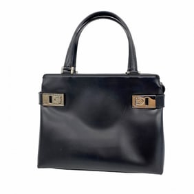 Salvatore Ferragamo Gancini Leather Handbag, Black, Women's, P1483486