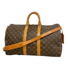 Louis Vuitton Monogram Keepall Bandouliere 45 Boston Bag M41418 Brown Men's and Women's