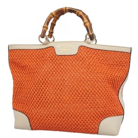 Gucci Bamboo Tote Bag 338965 Straw Orange Beige Champagne Women's