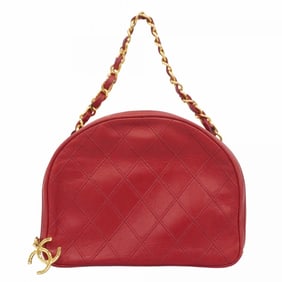 Chanel Bicolore Lambskin Chain Handbag Red Women's