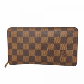 Louis Vuitton Damier Porte Monne Zip Long Wallet N61728 Ebene for Men and Women