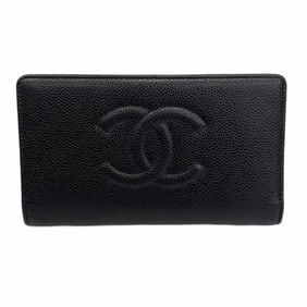 Chanel long wallet in caviar skin, black, for men and women