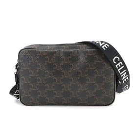 Celine Triomphe Medium Shoulder Bag in PVC and Leather, Black Brown, 197202DND