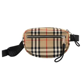 Burberry Check Body Bag Waist Pouch Canvas Beige Black 8014420
