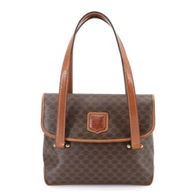 Celine Macadam Handbag in Brown PVC Leather with Gold Hardware