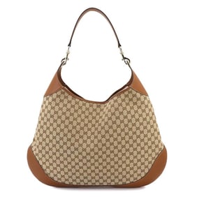 Gucci GG Canvas Shoulder Bag, Beige/Brown Leather with Gold Hardware, 815923