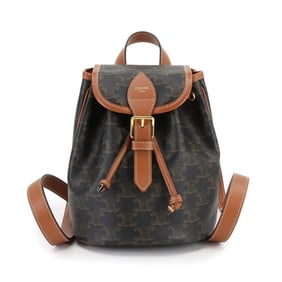 Celine Triomphe Mini Folco Backpack in Tan and Brown PVC Leather with Gold Hardware (Product Code: