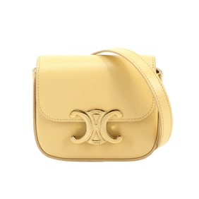 Celine Triomphe Mini Claude Shoulder Bag in Leather with Yellow Gold Hardware (10I513DPV)