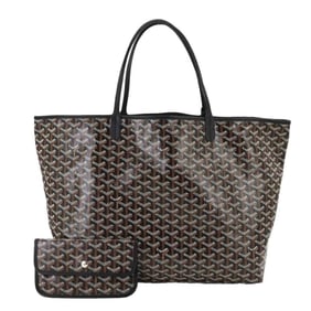 Goyard Saint Louis GM tote bag in herringbone PVC and leather black.