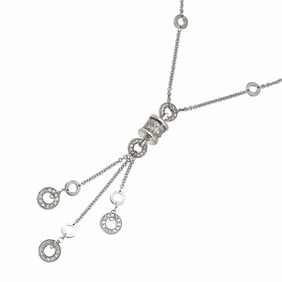 BVLGARI B-ZERO1 Element Diamond Necklace, 45cm, K18 WG White Gold 750 Necklace