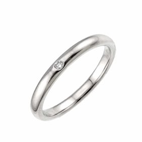 Tiffany & Co. Stacking Band Ring, Size 16.5, with 1 Diamond and Platinum Ring