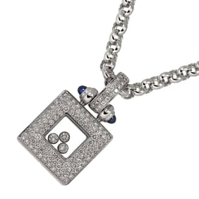 Chopard Happy Diamond Sapphire Necklace, 42cm, 18K White Gold, 750 Square