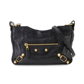 Balenciaga Giant Hip Shoulder Bag, Black Leather, Gold Hardware, 237203