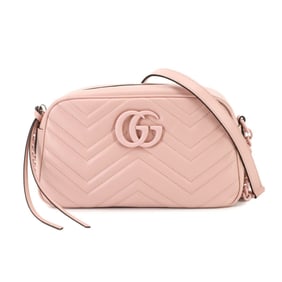 Gucci GG Marmont Quilted Small Chain Shoulder Bag in Pink Leather (447632)