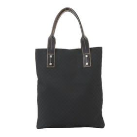 Celine Macadam Tote Bag in nylon, leather, black, and silver hardware.