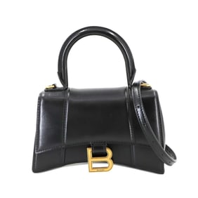 Balenciaga Hourglass XS 2-way hand/shoulder bag in black leather (592833)