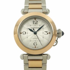 Cartier Pasha de 35mm Two-tone Men's Watch W2PA0008, Silver, 18K White Gold, and Pink Automatic