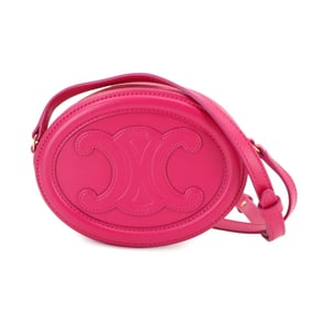 Celine Oval Purse Cuir Triomphe Shoulder Bag in Pink Leather with Gold Hardware (10I703DPQ)