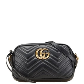 Gucci GG Marmont Chain Shoulder Bag 447632 Black Leather Women's GUCCI