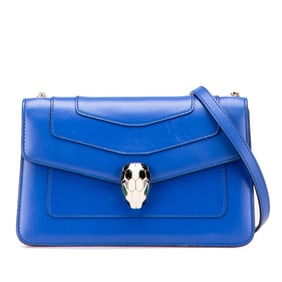 BVLGARI Serpenti Chain Shoulder Bag in Blue Leather for Women