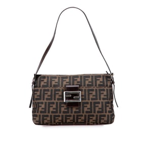 Fendi Zucca One-Shoulder Bag 26566 Brown/Black Canvas/Leather Women's FENDI