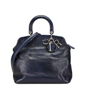 Christian Dior Dior Granville handbag/shoulder bag, 2-way, navy leather, women's.