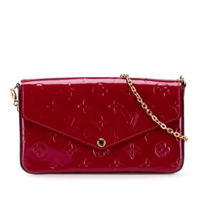 Louis Vuitton Monogram Vernis Pochette Felicie Chain Shoulder Bag/Wallet Bag M61469 Magenta Patent